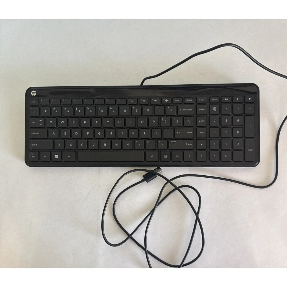 HP USB Wired Keyboard Black Model SK-2028 Standard Very Good